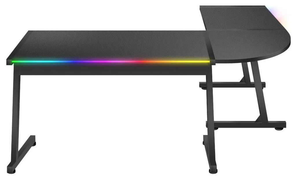 Rohový PC stolík Hyperion 6.0 (čierna + viacfarebná) (s LED osvetlením). Akcia -20%. Vlastná spoľahlivá doprava až k Vám domov. 1087515