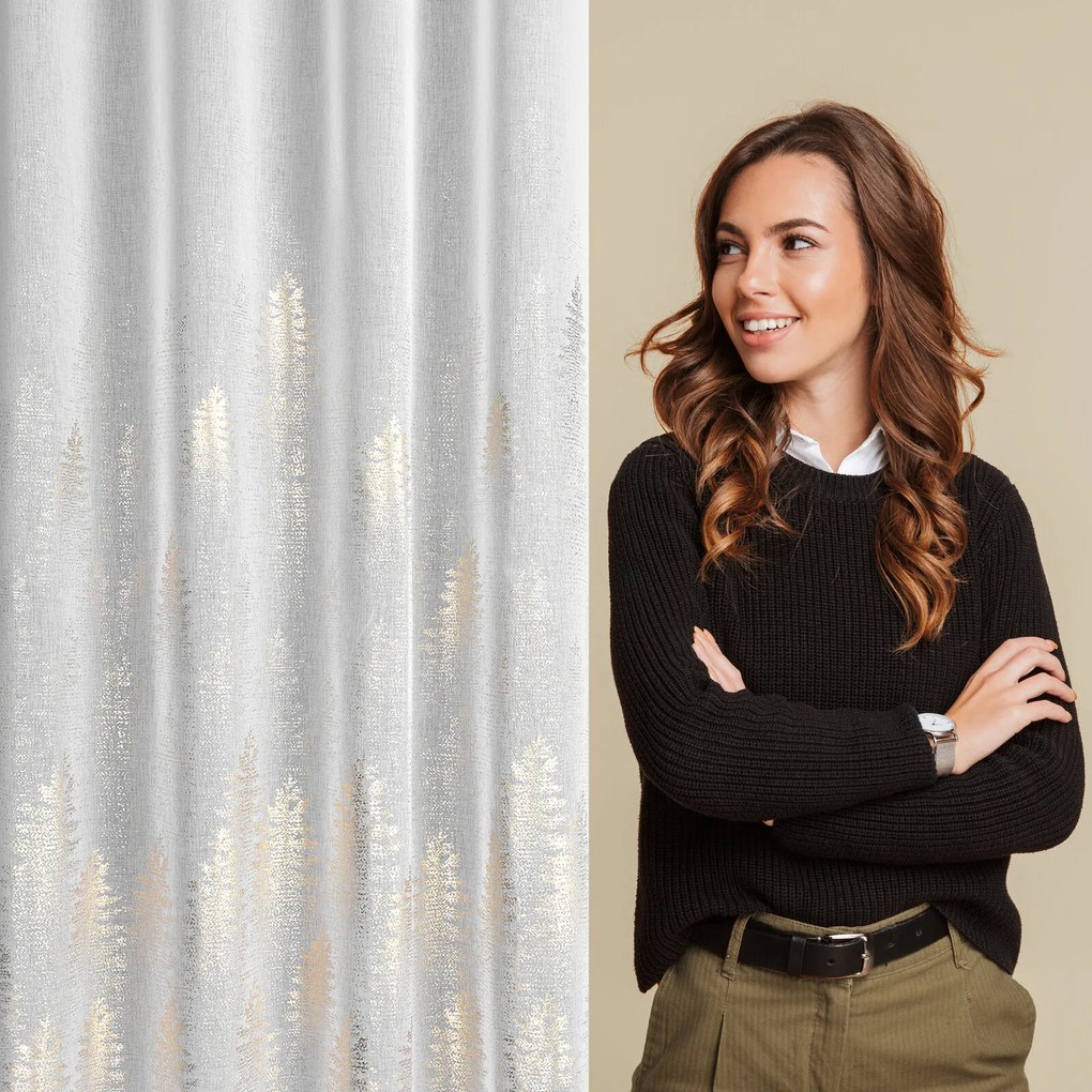 VIANOČNÁ ZÁCLONA NA KRÚŽKOCH ELSA 140X250 CM VZOROVANÁ