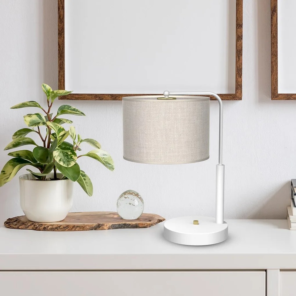 Stolná lampa Lino, 1x ľanové tienidlo, w