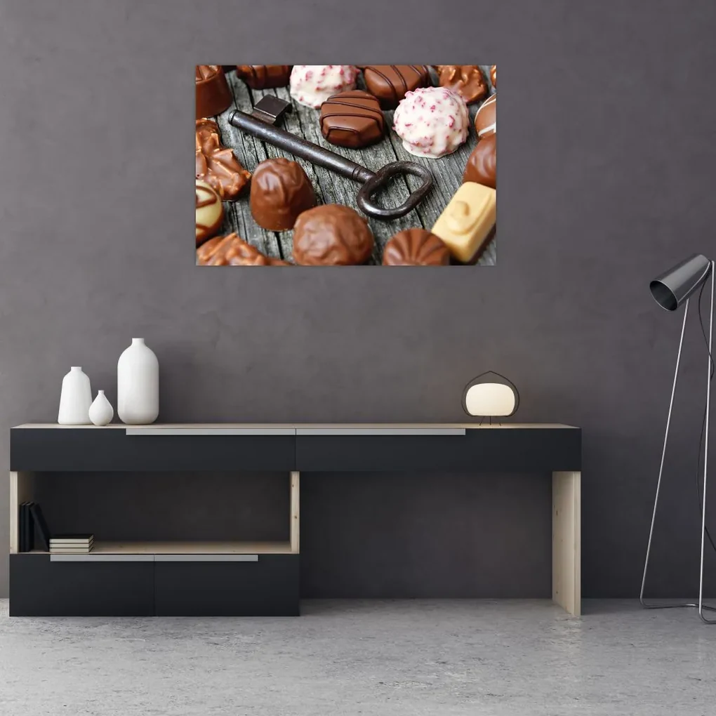 Obraz čokolády a kľúče (90x60 cm)