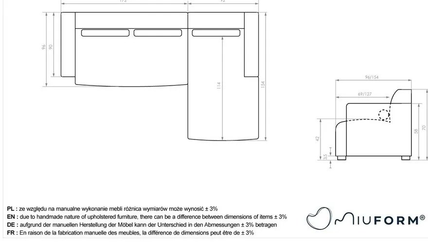Béžová rohová pohovka (pravý roh) Flex Felix – Miuform