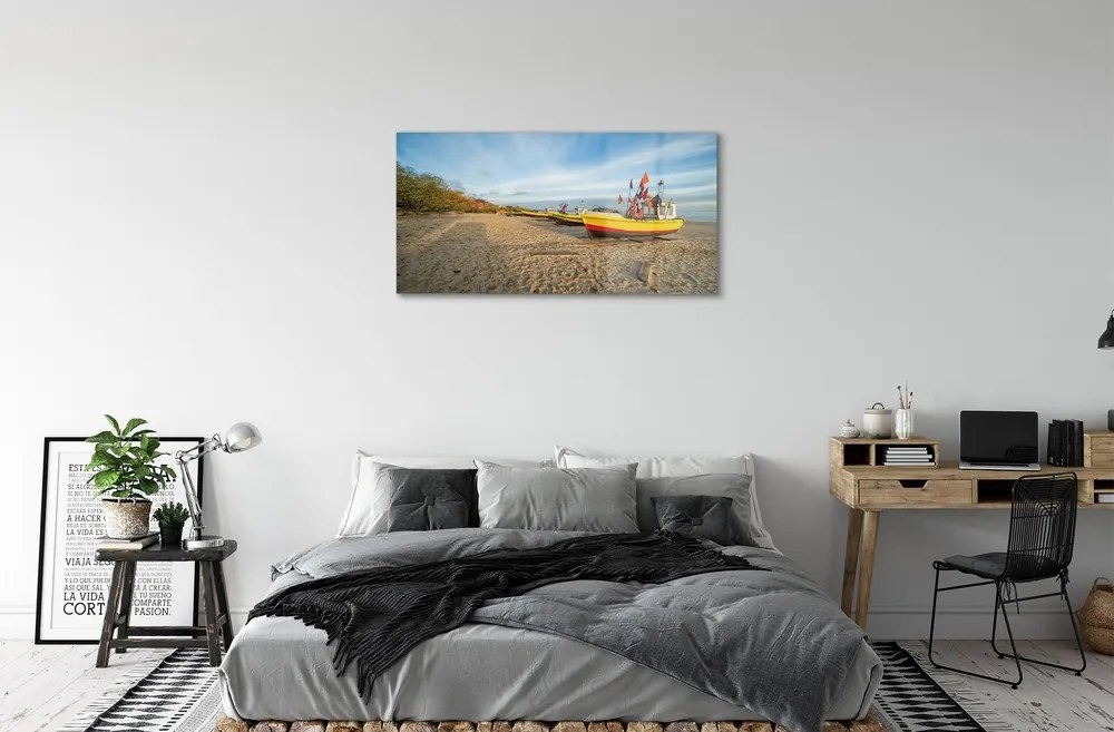 Sklenený obraz Gdańsk Beach lode sea 100x50 cm