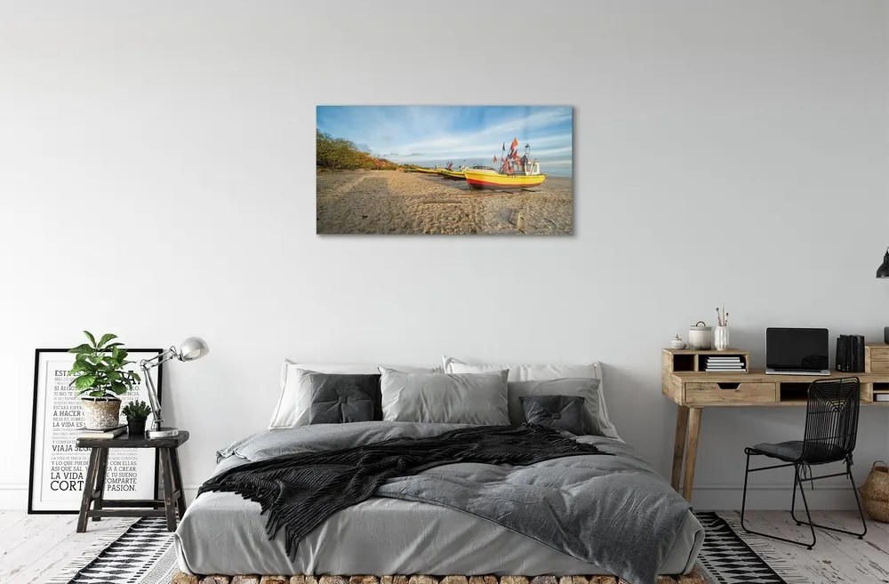 Sklenený obraz Gdańsk Beach lode sea 120x60 cm