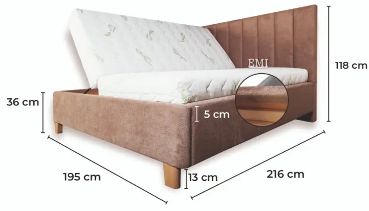Posteľ čalúnená LUNEXA + lamelový rošt + matrac EMI