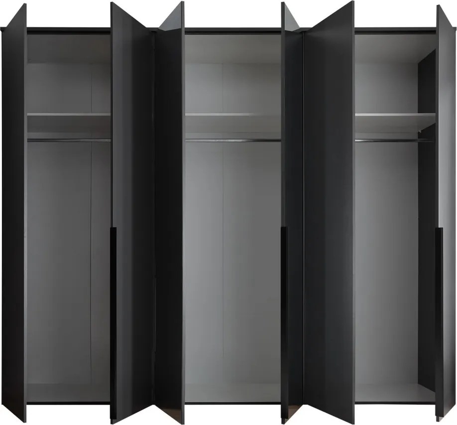Šatníková skriňa so zrkadlami Kevo, 270 cm, grafitová
