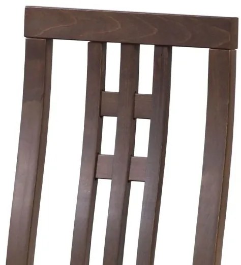 Drevená jedálenská stolička vo farbe orech čalúnená látkou
