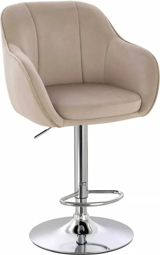 LuxuryForm DESIGN Barová stolička AVOLA VELUR na striebornom tanieri - latte