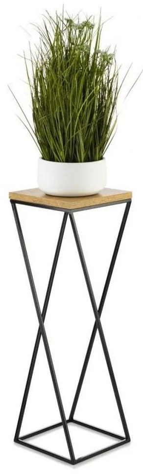 HowHomely Stojan na kvety LOFT 70x24 cm čierna/hnedá 10-1631-70-MDF