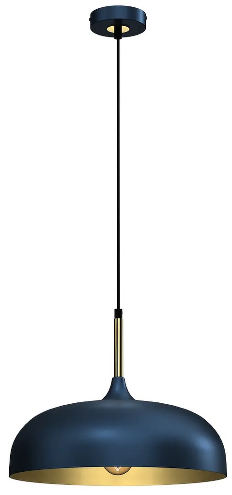 Závesné svietidlo Lincoln, 1x zlaté/tmavomodré kovové tienidlo, (fi 35cm), db/g