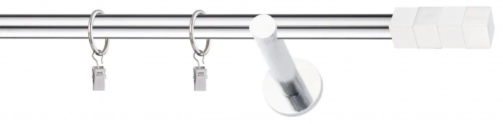 Dekorstudio Chrómová jednoradová garniža biely MAGNUM 19mm Dĺžka: 120cm, Typ uchytenia: Držiak modern, Typ príslušenstva: Bez príslušenstva