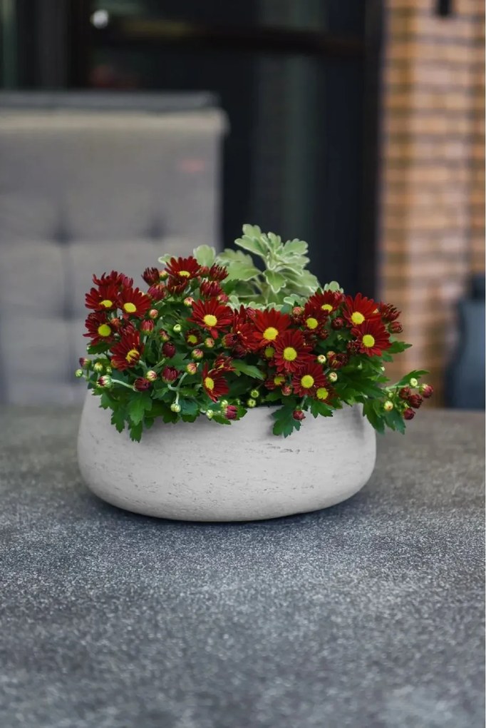 Dekoračná miska PERA, sklolaminát, Ø 27 cm, béžová