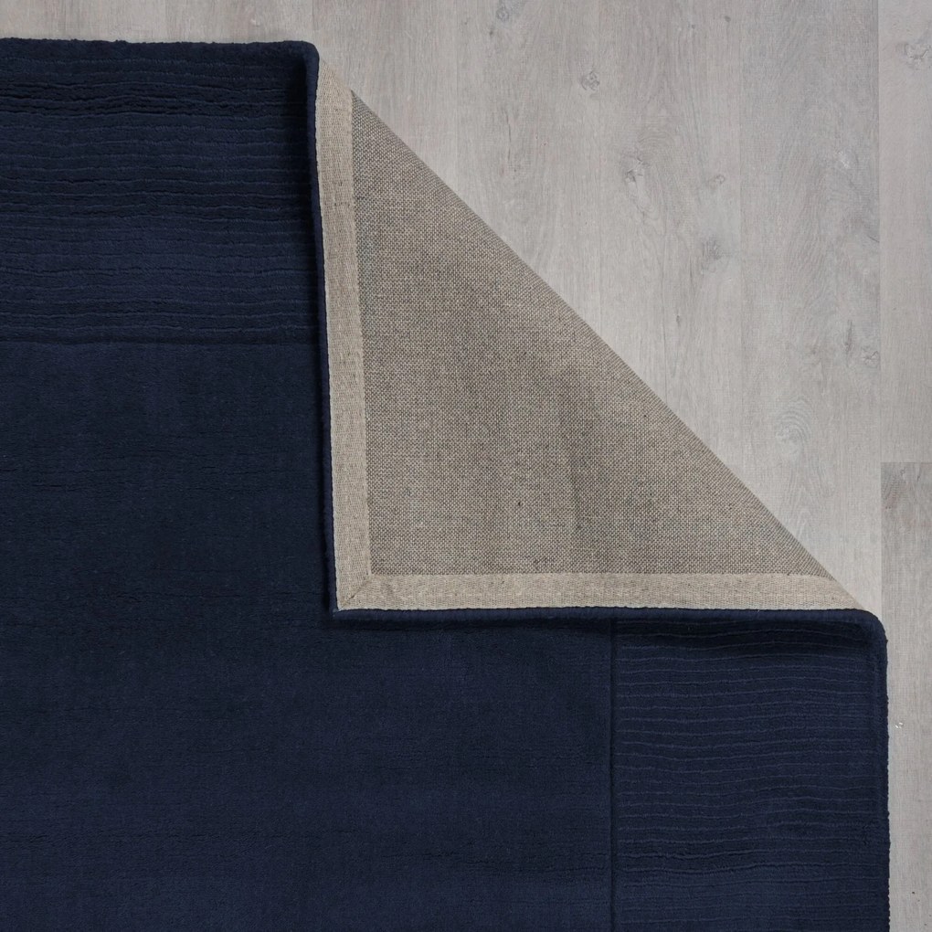 Flair Rugs, Kusový ručne tkaný koberec Tuscany Textured Wool Border Blue, 120x170, modrá, obývacia izba