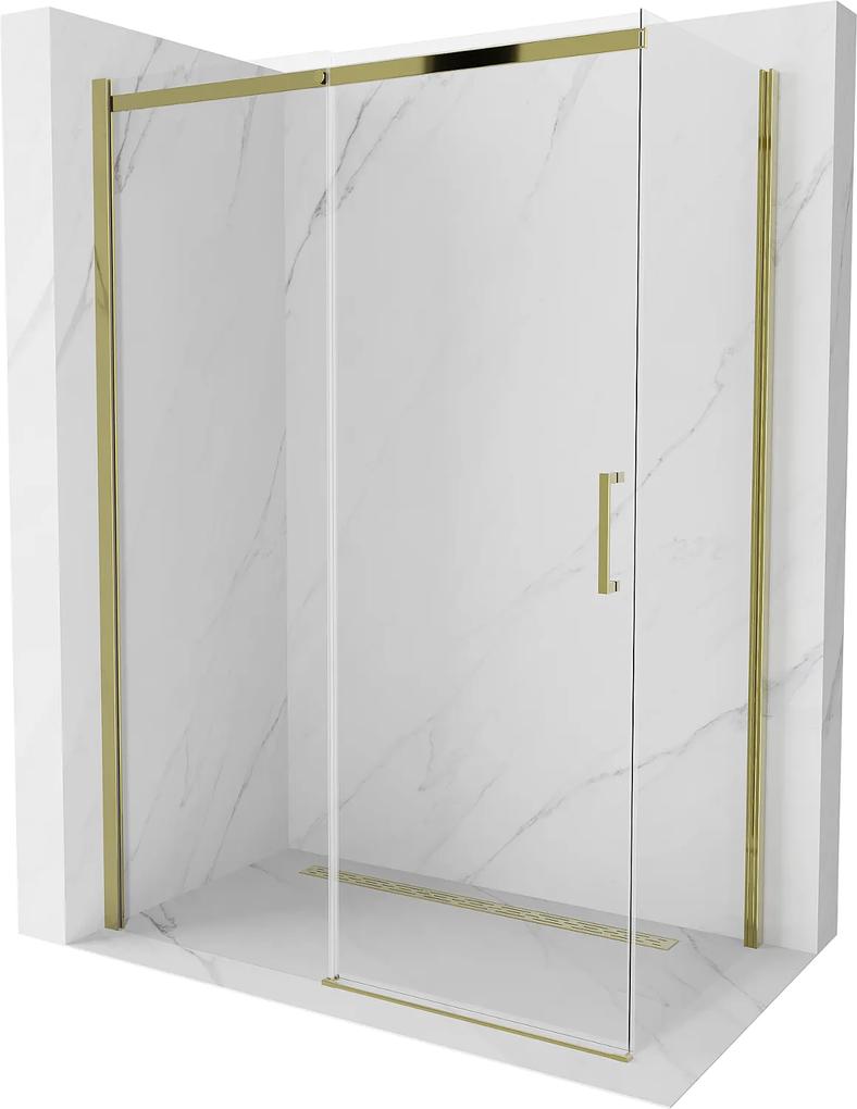 Mexen OMEGA sprchovací kút 140x70cm, 8mm sklo, zlatý profil-číre sklo, 825-140-070-50-00