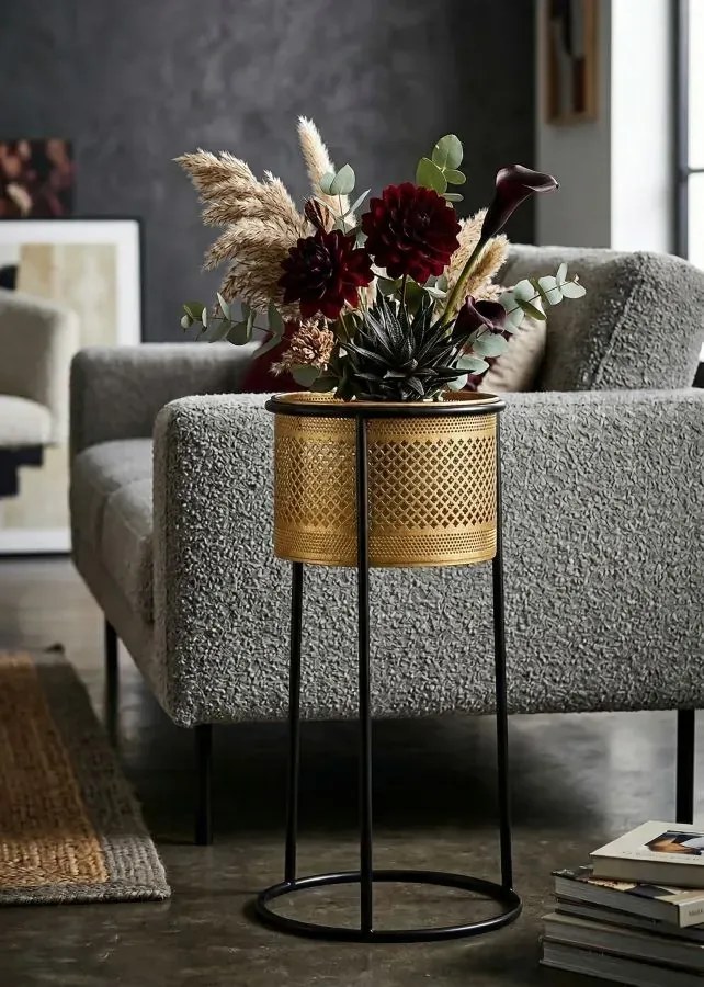 Stojan na kvety Simply 50 cm čierno-zlatý