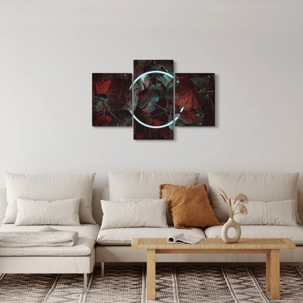 Obraz - Neónový kruh medzi palmami (90x60 cm)