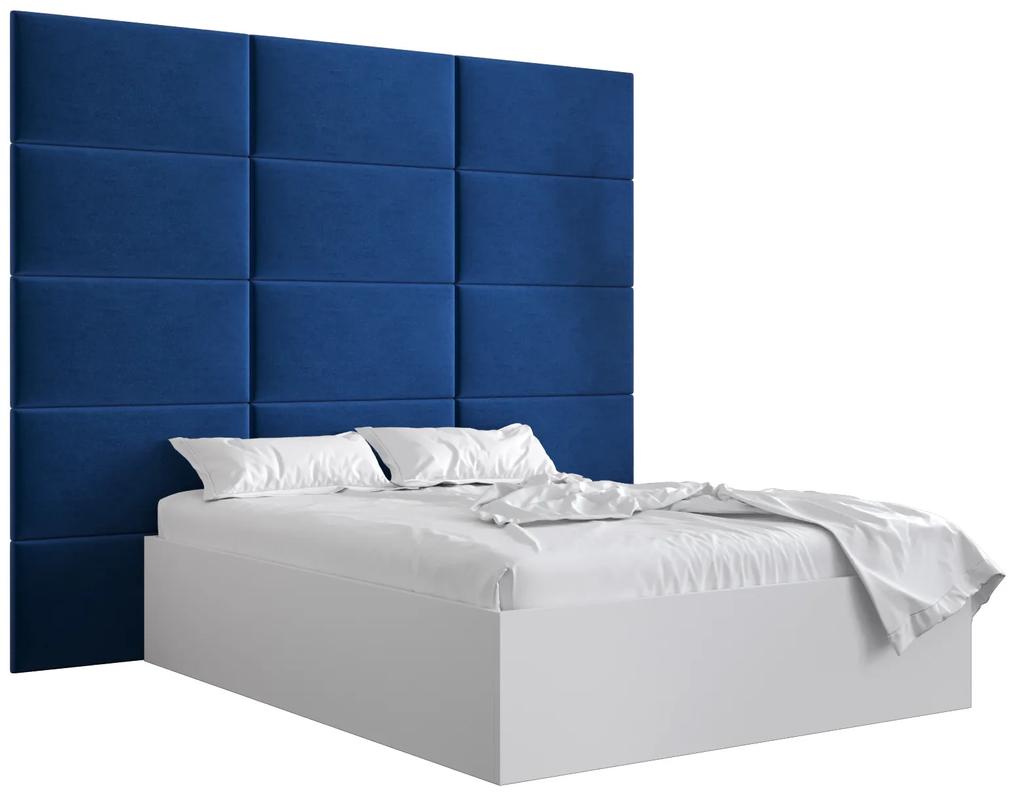 Manželská posteľ s čalúneným čelom 160 cm Brittany 1 (biela matná + modrá) (s roštom). Vlastná spoľahlivá doprava až k Vám domov. 1045888