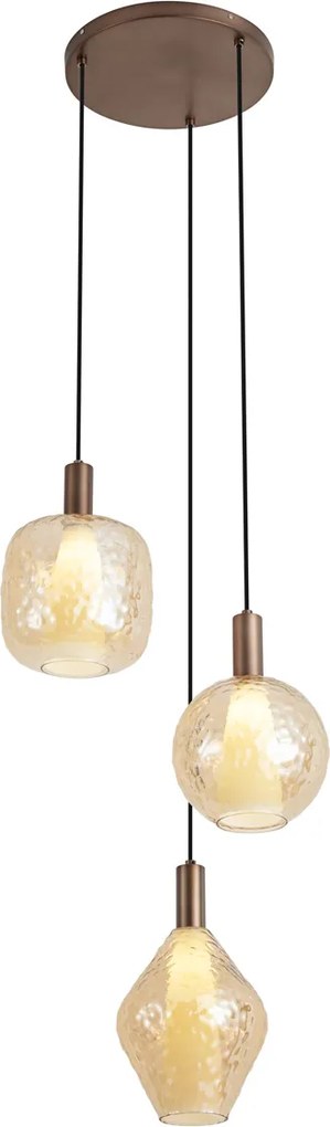 Dizajnová závesná lampa tmavobronzová 3-svetelná - Ard