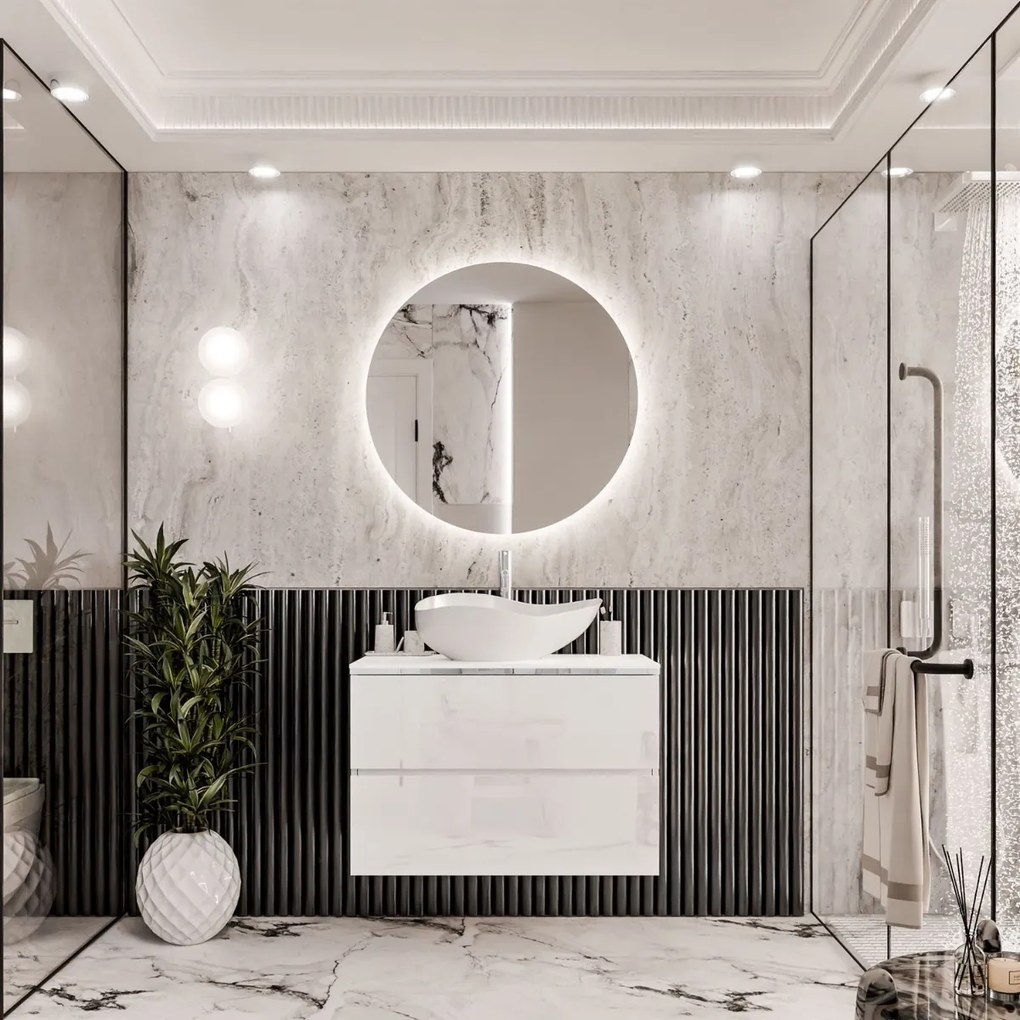 KÚPELŇOVÁ SKRINKA NESSIE BIELÝ LESK + STRIEBORNÁ