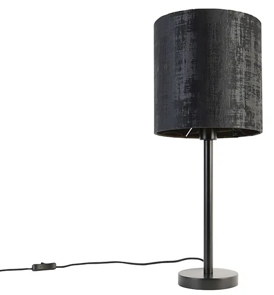 Moderná stolná lampa čierna s tienidlom čiernym 25 cm - Simplo
