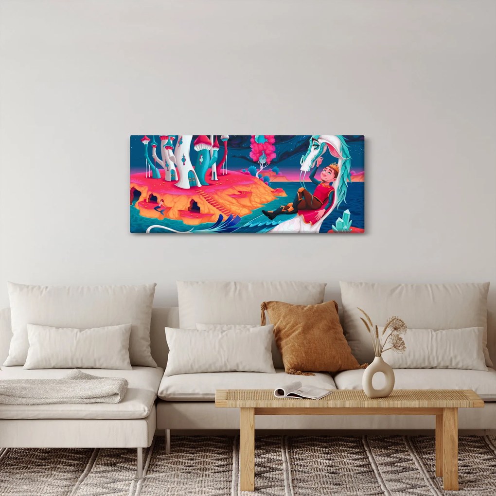 Obraz - Princ a dračia princezná (120x50 cm)