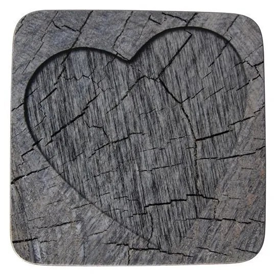 6ks šedé korkové prestieranie srdce v strome Hearts grey - 10 * 10 * 0,4 cm