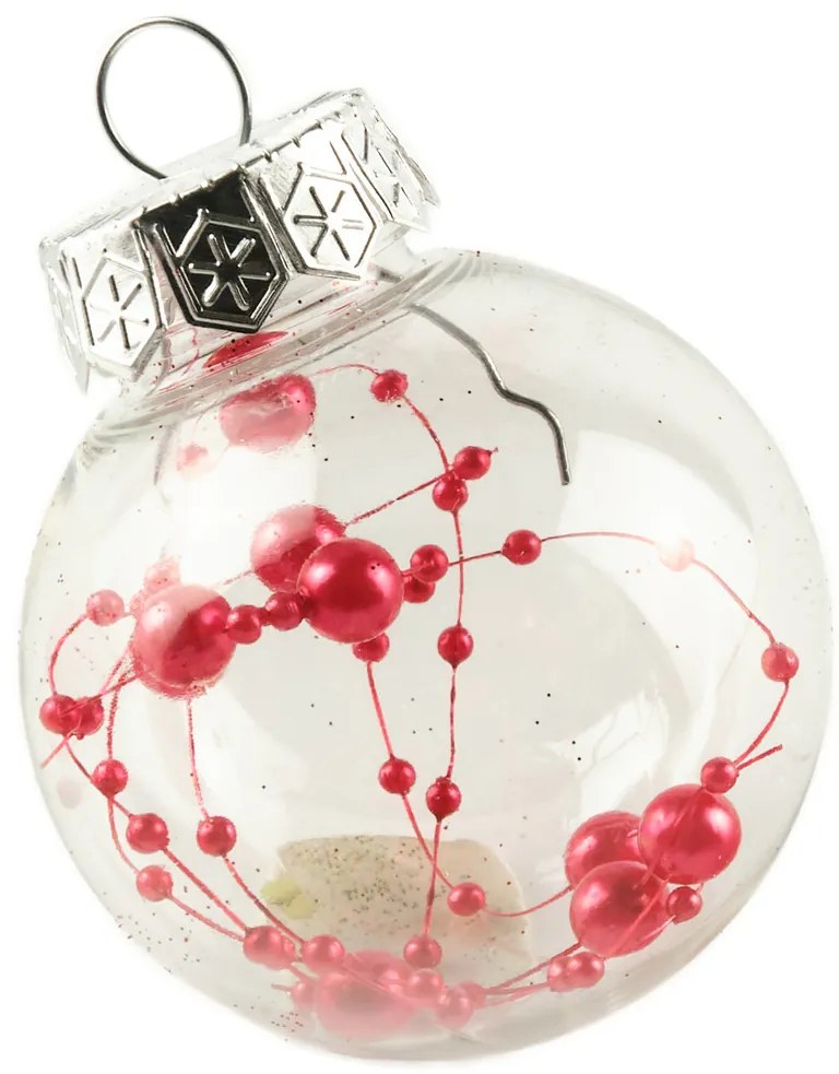 DECOLED Sada ozdob, prům. 6 cm, červená