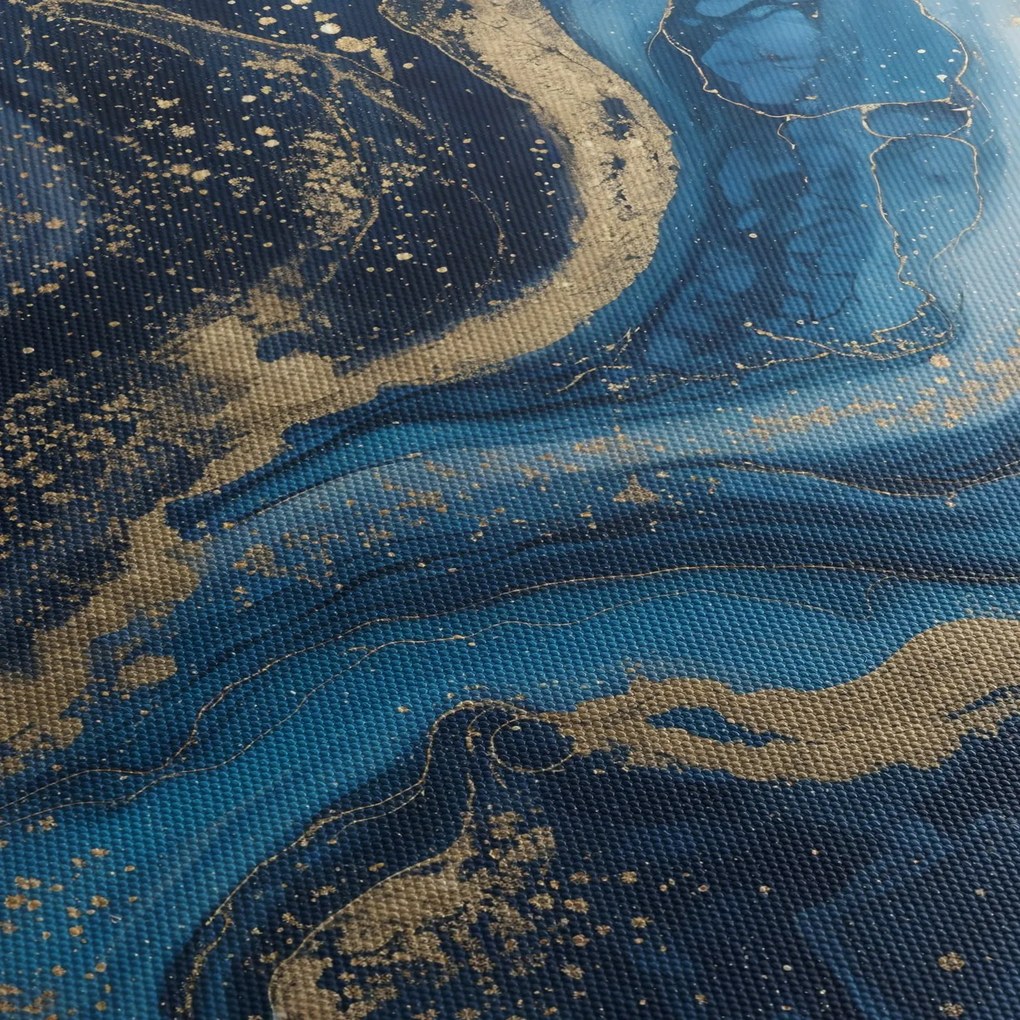 Obraz - Modrozlatý abstraktný mramor (150x105 cm)