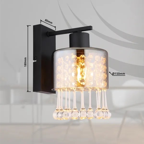 Globo 15884W - Nástenná lampa HENDRY 1xE27/60W/230V čierna