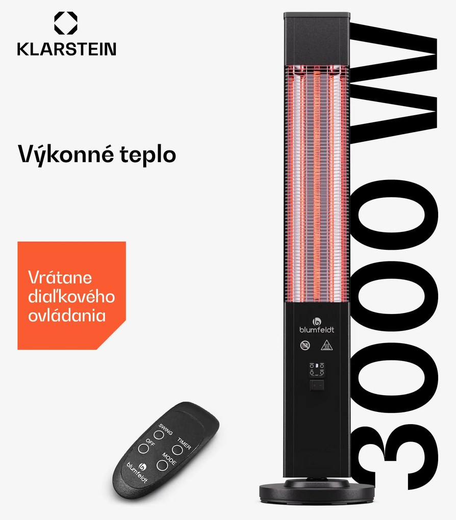 Blumfeldt Heat Guru 3000, vonkajší sálavý ohrievač, 3000W, 3 úrovne ohrevu, diaľkové ovládanie