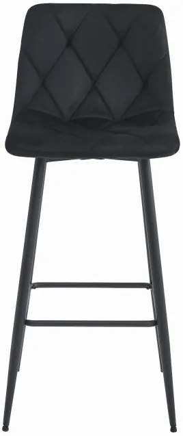 Set dvoch barových stoličiek NADO zamatové čierne (čierne nohy) 2 ks