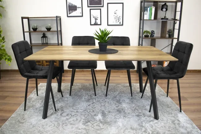 Set troch jedálenských stoličiek KARA čierne (čierne nohy) (3ks)