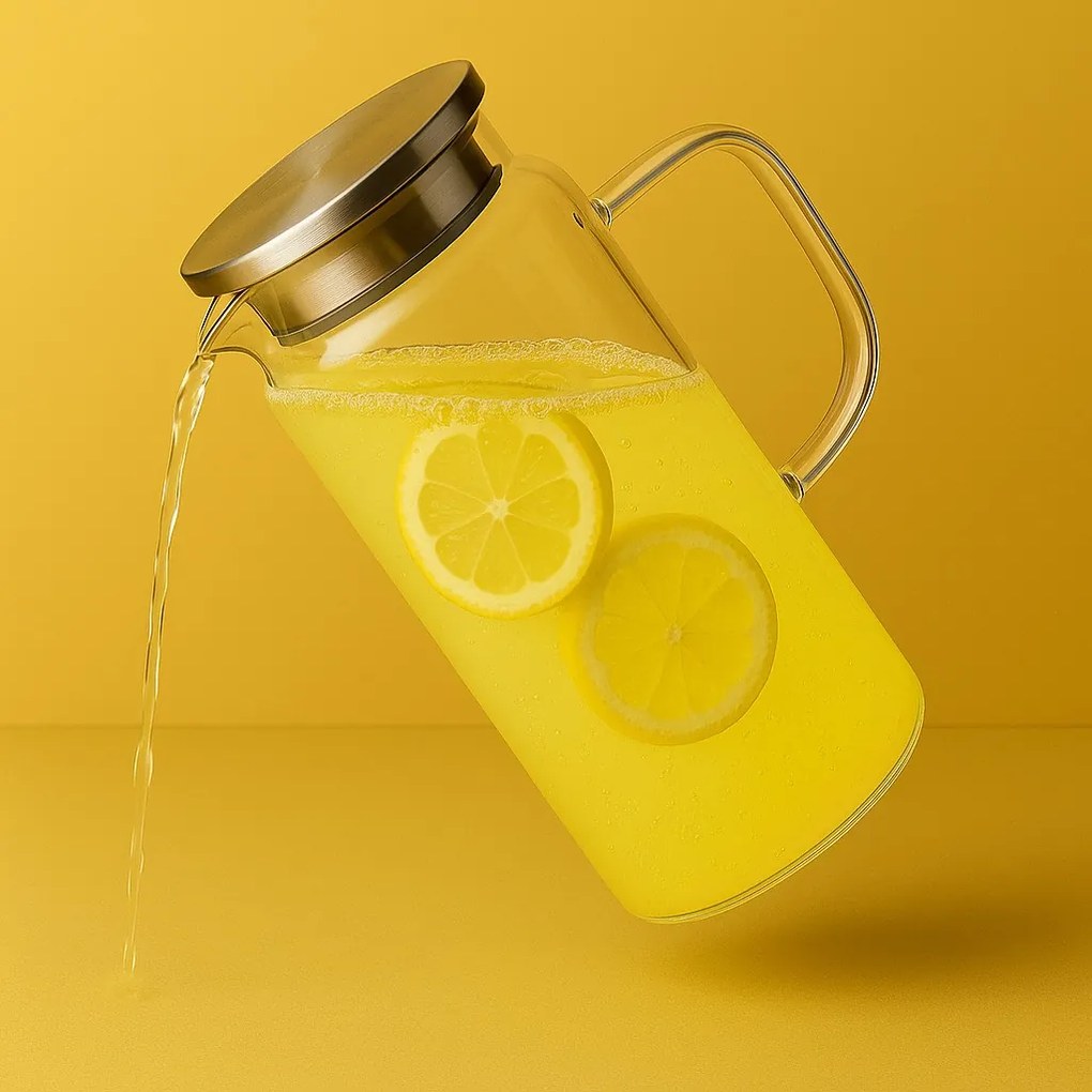Sklenený džbánok s víkom CLARA 1,9 L priehľadný