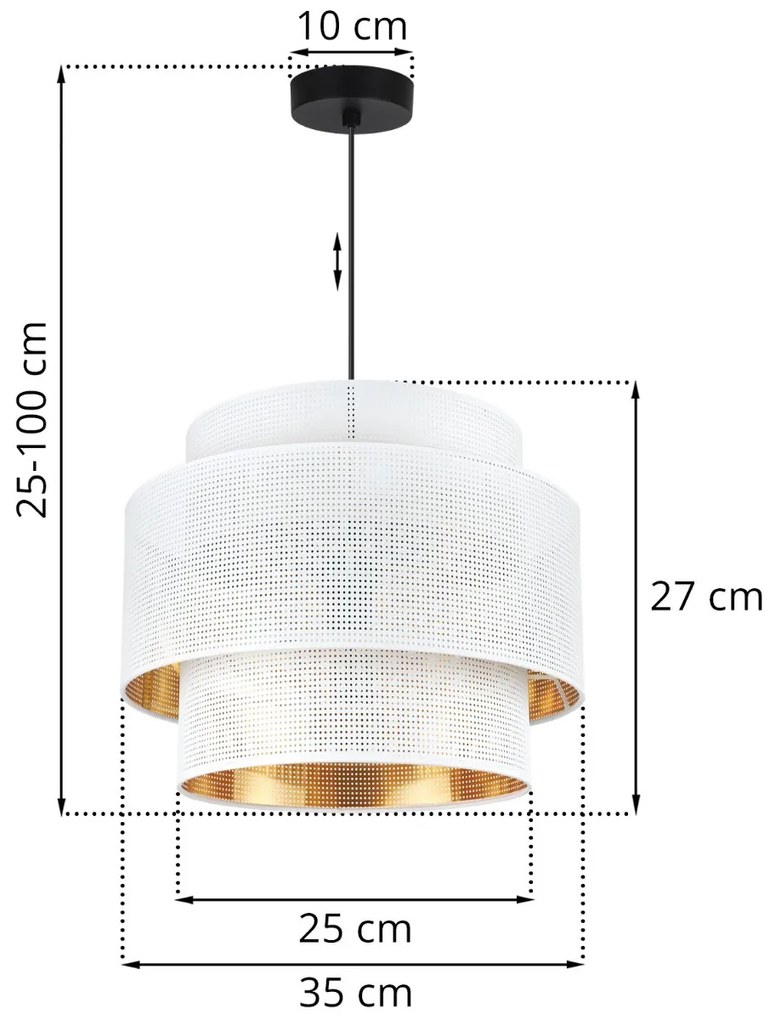 Závesné svietidlo Asti, 1x biele PVC tienidlo, (fi 35cm), g, b