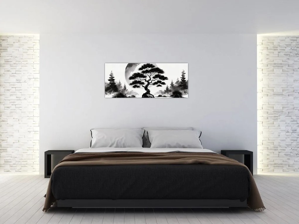 Obraz – Čiernobiela bonsai (120x50 cm)