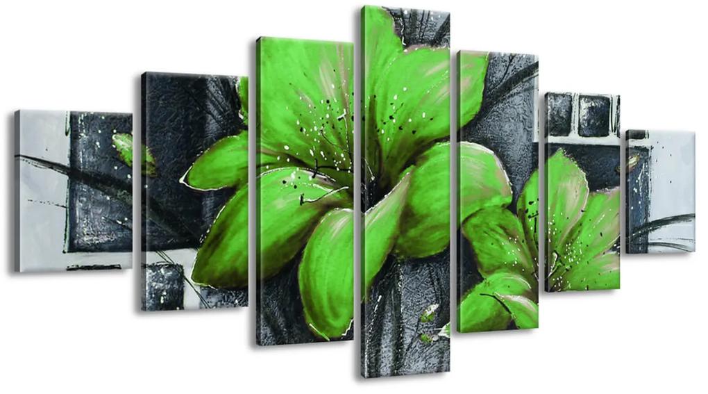 Gario Ručne maľovaný obraz Nádherné zelené Vlčie maky - 7 dielny Rozmery: 210 x 100 cm