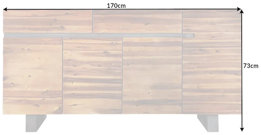 Dizajnová komoda Evolution, 170 cm, akácia