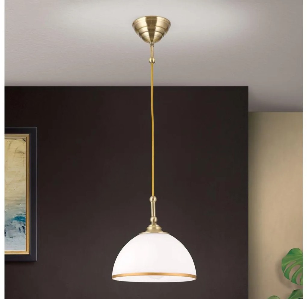 Orion Orion HL 6-1808/1 - Luster na lanku OLD LAMP 1xE27/40W/230V biela/bronz OR0129