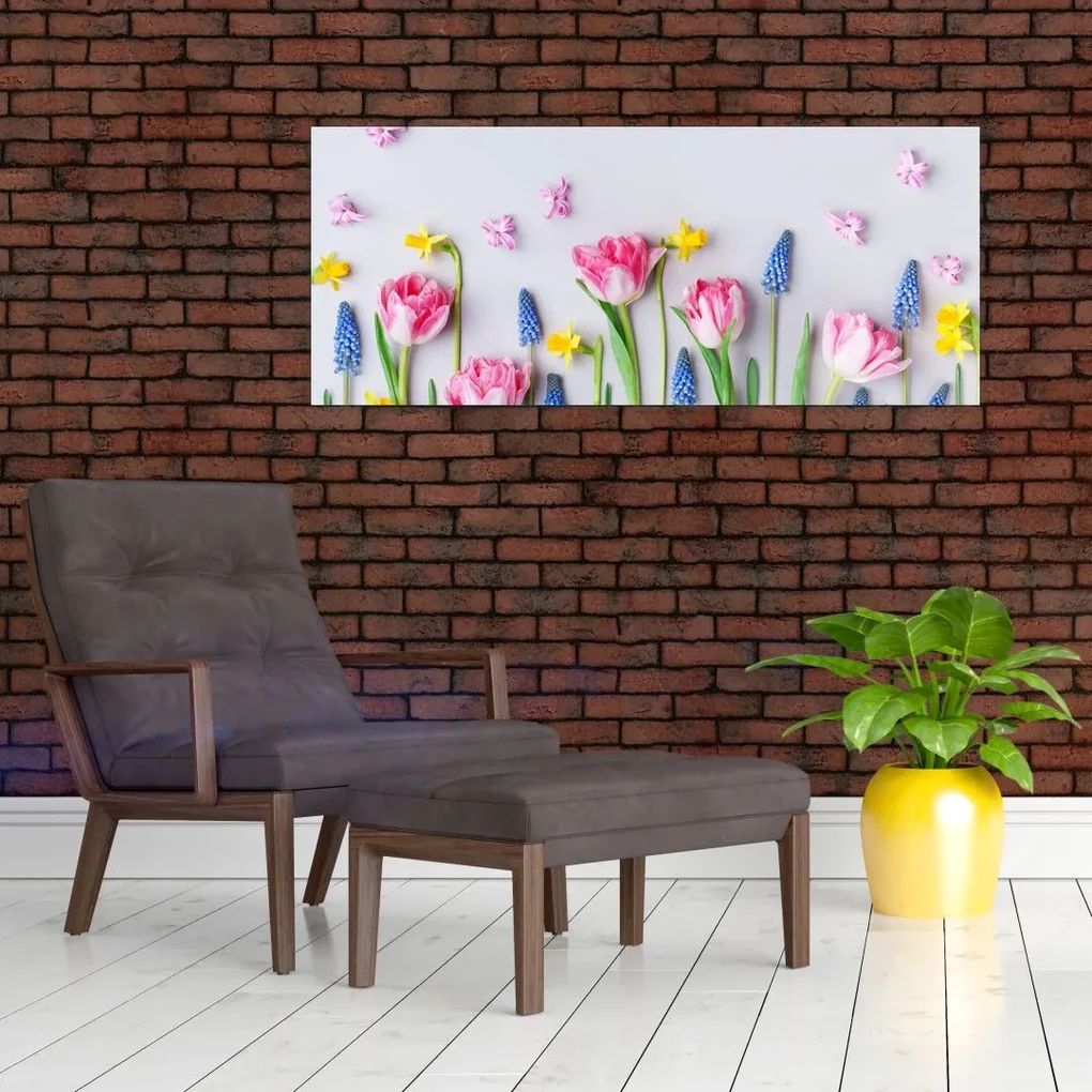 Obraz jarných kvetov (120x50 cm)