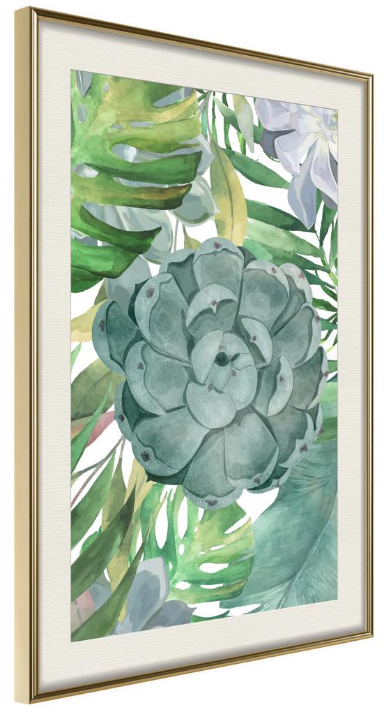 Artgeist Plagát - Tropical Flora [Poster] Veľkosť: 20x30, Verzia: Zlatý rám s passe-partout
