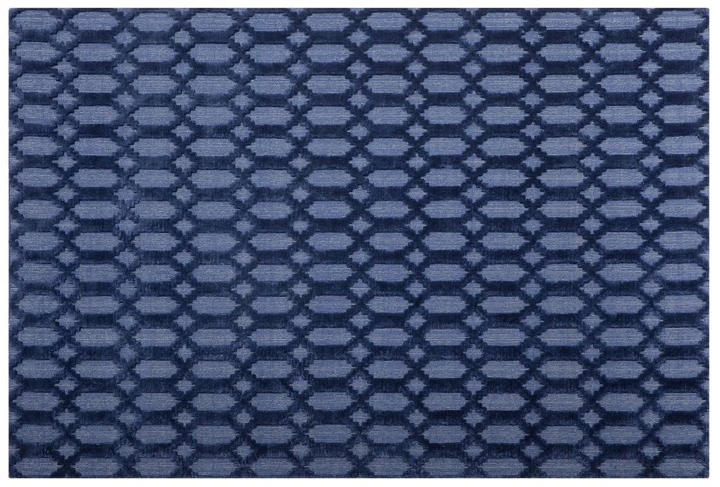 Viskózový koberec 160 x 230 cm tmavomodrý CIZRE Beliani