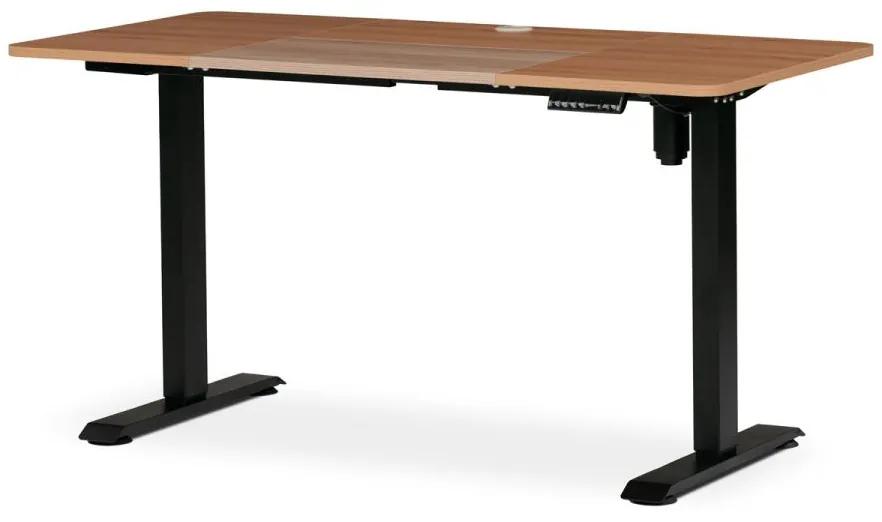 Autronic -  Stôl kancelársky LT-W140 BUK s elektrickým polohovaním, buková doska, čierny kovový rám