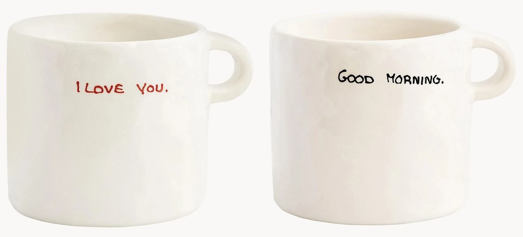 Ručne maľované hrnčeky Perfect Morning, 2 ks