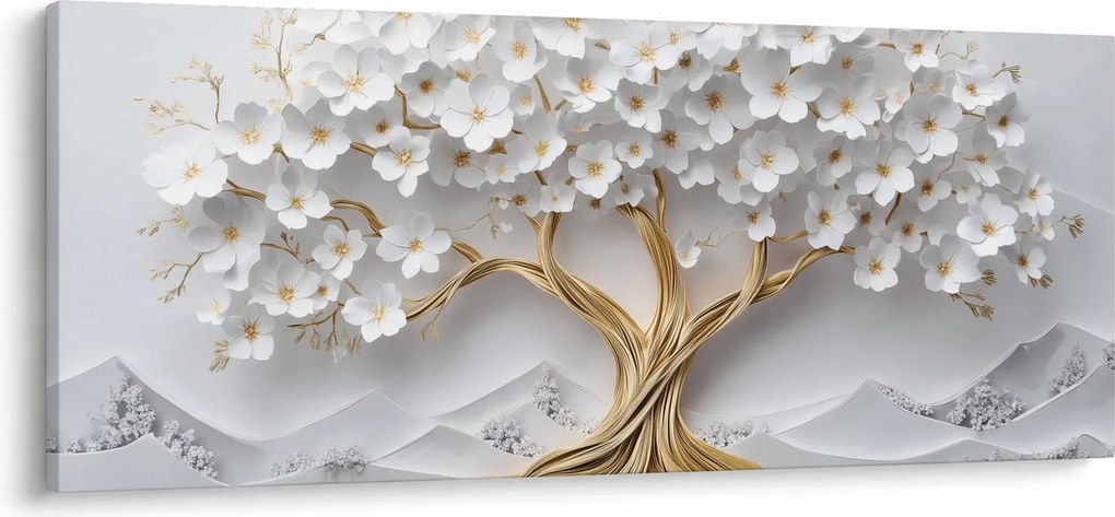 Obraz – 3D elegantný strom života plný kvetov (120x50 cm)