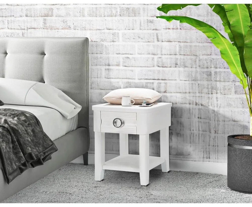 Biely nočný stolík z jedlového dreva Shine – Mauro Ferretti