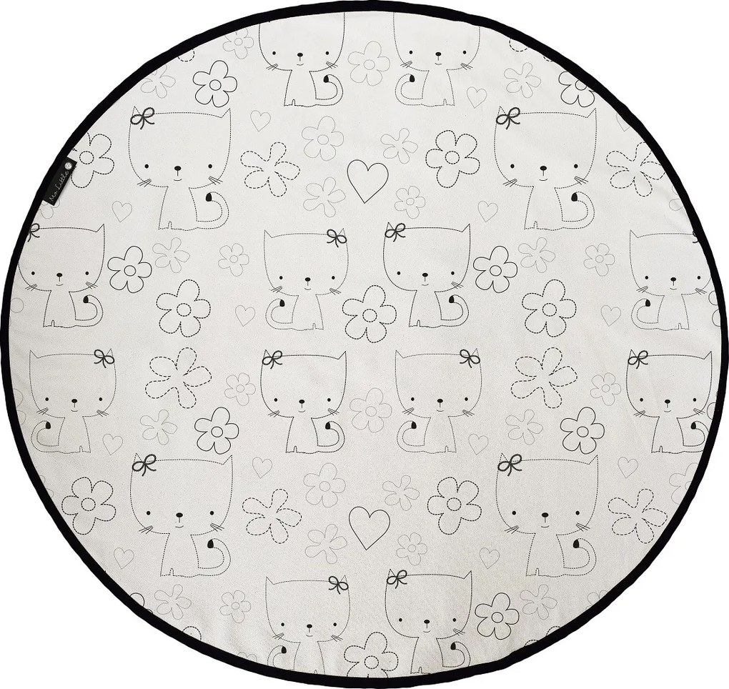 Butter Kings, KOBEREC - OMAĽOVÁNKY - Kities with flowers, 130x130 (priemer) kruh, biela, detská izba