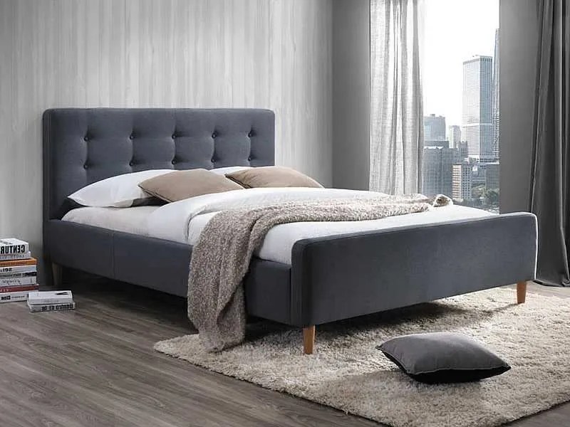 Sivá čalúnená posteľ PINKO 160 x 200 cm Matrac: Bez matraca