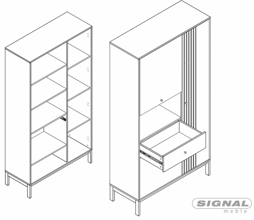 Vitrína Frost 100 cm krémová/alpský dub