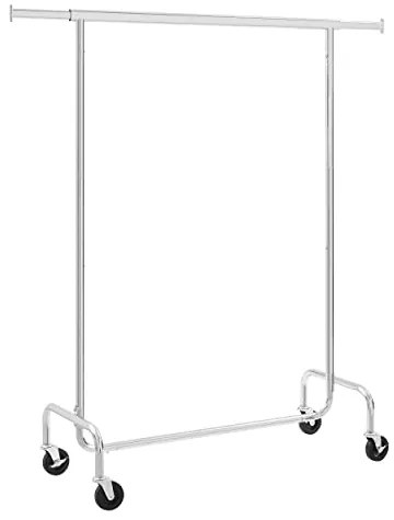 SongmicsHome Stojan na oblečnie IRENE na kolieskach, max.130kg, 150x45x160cm, strieborná