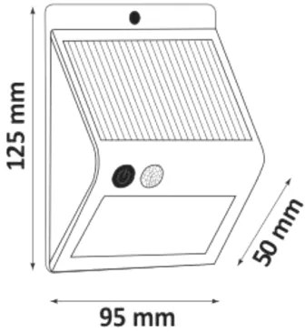 LED solárne nástenné svietidlo so senzorom LED/2,2W/3,7V 2200 mAh IP44