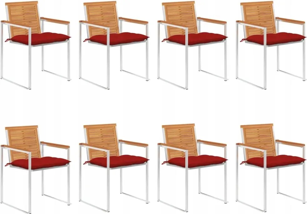 vidaXL Záhradné stoličky 8 ks s podložkami akáciový masív